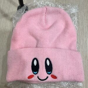 Kirby Nintendo Pink Kids Beanie with Embroidered Kirby Face Winter Ready